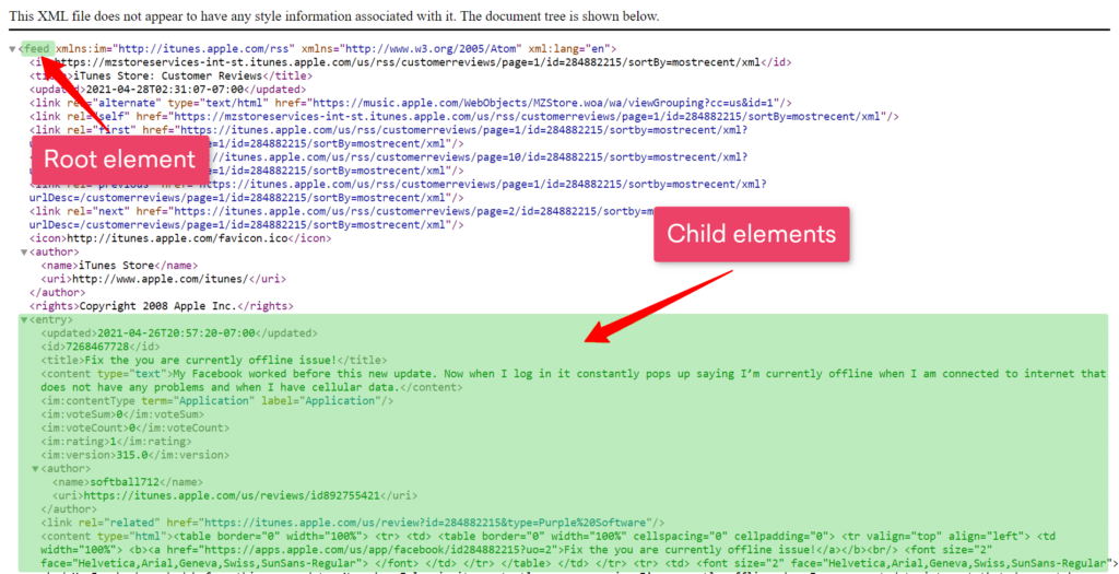 XML file elements